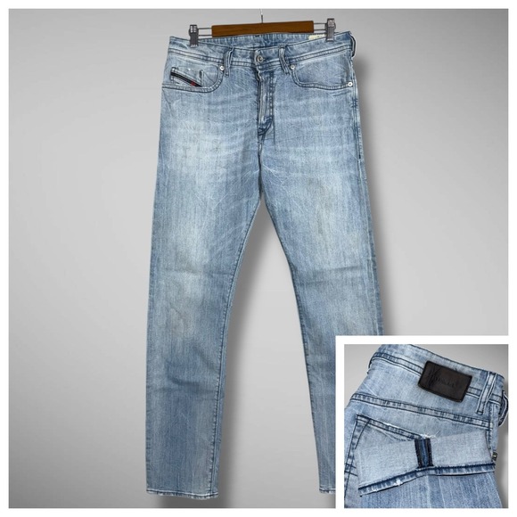 Diesel Buster Regular Slim Tapered Jeans Mens 30x32 Blue Stretch‎ Button Fly - Picture 1 of 14